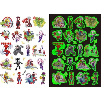 Odstranitelné tetování Dětské dočasné tetování - SVÍTÍCÍ VE TMĚ - SPIDER MAN - (Spidey and his amazing friends) 7 (Značka: TAKARA TOMY)