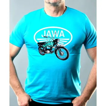 Pánská móda Jawa Mustang - zelenomodrý - logo V3 - Pánské tričko Basic - Nejoblíbenější - 2XL