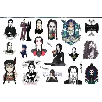 Odstranitelné tetování Dětské dočasné tetování - THE ADDAMS FAMILY - WEDNESDAY 7 (Značka: TAKARA TOMY)