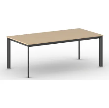 Psací stůl Jednací kancelářský stůl PRIMO INVITATION, 200x100 cm, černá podnož, buk