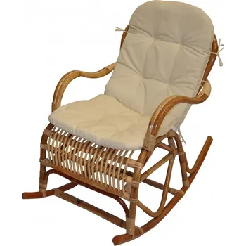 Křeslo Axin Trading s.r.o. Houpací křeslo Klasik ratan semambo natural - polstr béžový melír