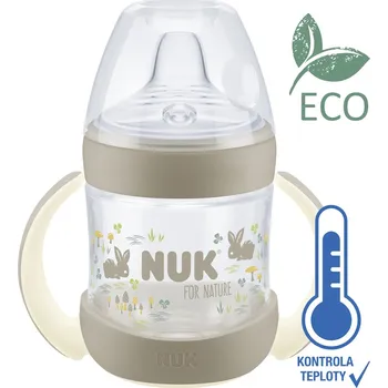 teploměr do vody pro miminko NUK Láhev kojenecká For Nature na učení s kontrolou teploty, hnědá 150 ml