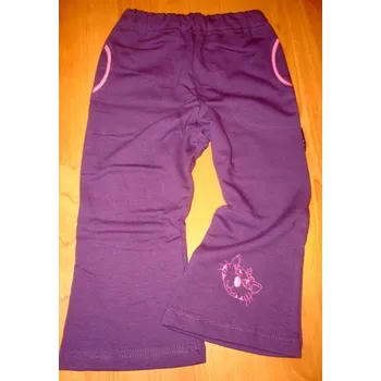 Betty Mode (ušito v ČR) České dívčí tepláky s elastanem fialové kočička