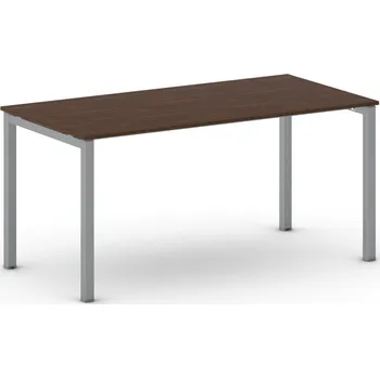 Konferenční stolek Jednací kancelářský stůl PRIMO SQUARE, 160x80 cm, šedostříbrná podnož, ořech