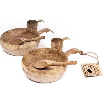 Kempingové nádobí Kupilka Start The Day set - 2x Panák 5 ml + 2x MISKA 550 ml + 2x lžička - Original (BROWN)