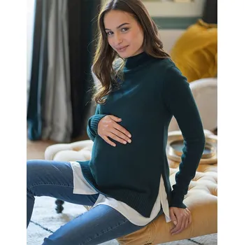 Těhotenský svetr Seraphine Dvouvrstvý těhotenský a kojící svetr 3v1 Morrigan tmavě zelený Velikost: XL