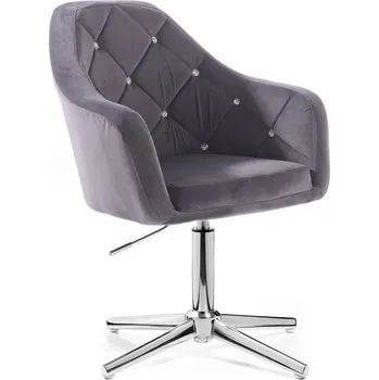 LuxuryForm DESIGN Kosmetické křeslo ROMA VELUR na stříbrném kříži - tmavě šedé