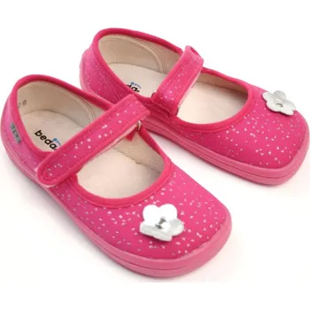 Dívčí obuv Beda Barefoot papuče Pink Shine kytka EUR 24