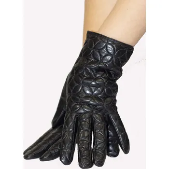 Rukavice Dámské kožené rukavice černé s ornamentem, VELIKOST 2XL ( 8,5 )