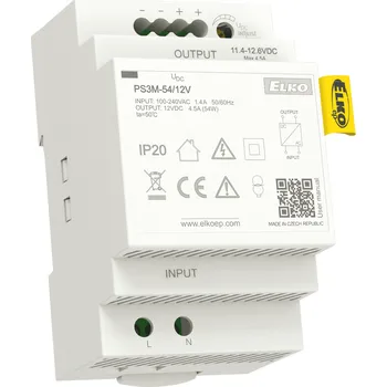 spínaný zdroj PS- 54-12 PS3M-54/12V stab.nap.zdroj 12VDC/54W/4,5A 3MOD DIN