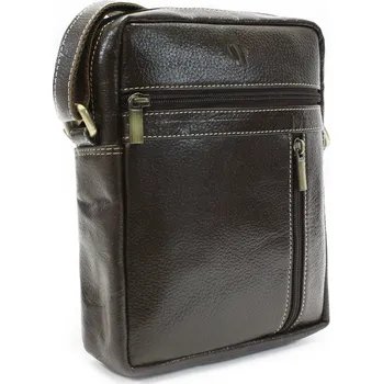 Kabelka Arwel Kávově hnědý pánský kožený zipový crossbag 215-1218-49