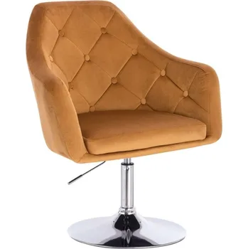 LuxuryForm DESIGN Kosmetické křeslo ANDORA VELUR na stříbrném talíři - medové