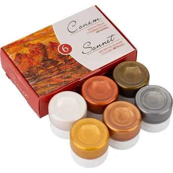 Vodová barva Neva Palette Sonnet Studio Gouache Colours - kvašové barvy v kelímkách 6 x 20 ml metalické