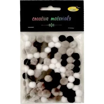 Set školních potřeb Pompony akrylowe biało-szaro-czarne 10mm 100szt