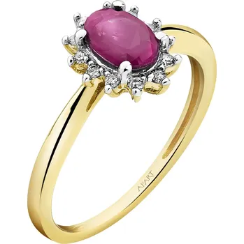 Prsten Zlatý prsten s diamanty a rubínem - ryzost 585 - 203.216