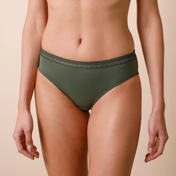 Kalhotky Blancheporte Sada 2 kalhotek midi Paia zn. Confidence Lingerie® z mikrovlákna a vyšívaného tylu khaki 46/48