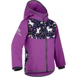 Unuo (ušito v ČR) Dívčí softshellová bunda s fleecem Unuo jednorožci - fialová