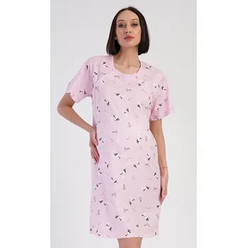 Dámská noční košile Vienetta Dámská noční košile mateřská Čáp Barva: Růžová - světle, Velikost: S