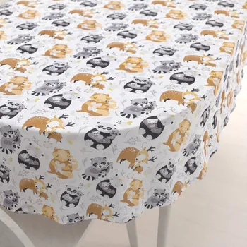 ubrus Dětský bavlněný oválný ubrus Sandra SA-223 Zvířátka s mláďátky 100x140 cm