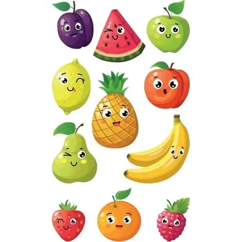 Party dekorace Tvořílci.cz Nálepky Mini Ovoce mix 7,5 x 12,3cm
