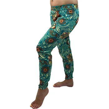 Dámské legíny NOVINKA- Dámské dlouhé legíny ornament zelené