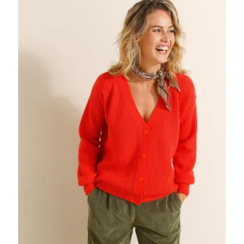 Dámský svetr Blancheporte Volný svetr na knoflíky, mohérový na dotek oranžová 52