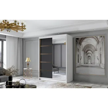 Šatní skříň Šatní skříň LUNGO III 120 cm - bílá/černá