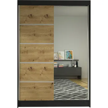 Šatní skříň Šatní skříň LINO III šířka 120 cm - černá/dub artisan