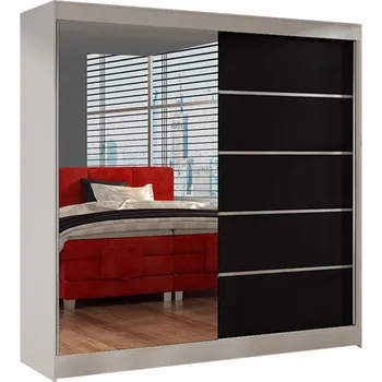 Šatní skříň Šatní skříň BASTI III šířka 200 cm - bílá/černá