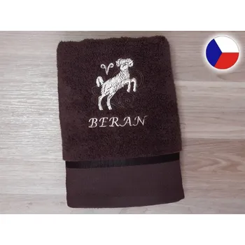 Osuška Luxusní osuška se znamením BERAN 450g tmavě hnědá/hnědá