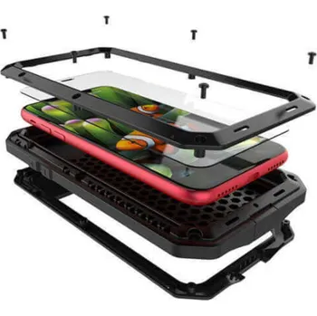 Pouzdro na mobilní telefon EXTRÉMNĚ odolný hliníkovo-silikonový obal pro Apple iPhone 15 Pro Max - černý