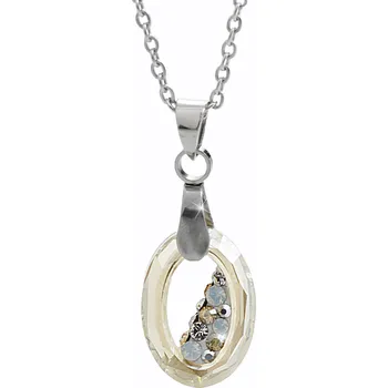 Módní doplněk JSB bijoux s.r.o. Ocelový náhrdelník šikmo osázený malý ovál Swarovski Golden Shadow