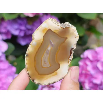 Přírodní kámen Achát plátek světlý medový z Brazílie (19g)