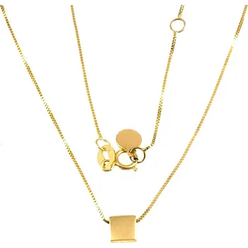 Náhrdelník ŠPERKY-NM, Zlatý dámský náhrdelník se čtvercovou destičkou 849 Délka náhrdelníku: 42 cm