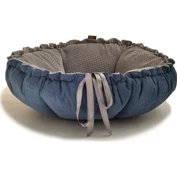 Pelíšek pro psa Lauren Design Pelech Daisy PREMIUM, modrá/šedá Velikost: průměr 65cm