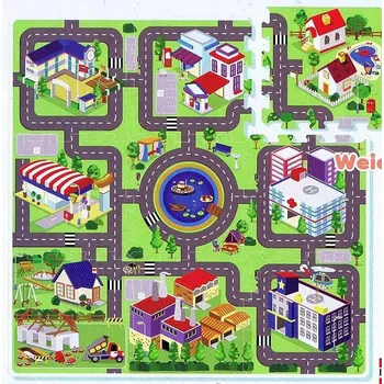 Velké pěnové puzzle - koberec - město 92×92 cm