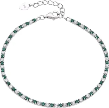 Náramek JKB Jewel Stříbrný tenisový náramek se zelenými zirkony Dafné