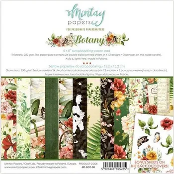 Blok designových papírů 15x15 cm, Botanika