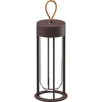 Venkovní osvětlení Flos Architectural FLOS In Vitro Unplugged LED světlo, hnědá, 2700K - výška nosného popruhu 9,1 cm; výška svítidla 30,2 cm; Ø osvětlovací hlava 11,3 cm tmavě hnědá 1 x 2,5 W LED - Doprava zdarma