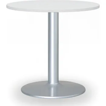 Konferenční stolek Konferenční stolek ZEUS II, průměr 60 cm, šedá podnož, bílá