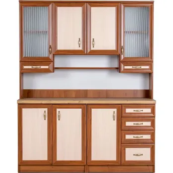 Příborník do zásuvky Kredenc Ramiak 160, ořech ecco/akacia (sklo hranaté, úchyt u13 zlato, dub lancelot)