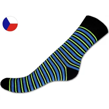 Dámské ponožky Bavlněné ponožky s lycrou 41/42 Proužky modro - zelené