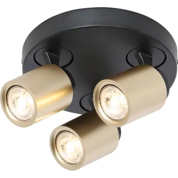 Lampička Freelight Stropní bodové svítidlo Razza, černá/zlatá, Ø 28,5 cm, 3 světla. - Stříška - Ø 20 cm, výška 3 cm černá, zlatá 3 x 50 W - Doprava zdarma