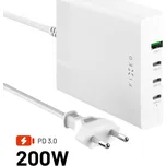 FIXED Charging Station GaN nabíjecí stanice (3x USB-C) s Power Delivery 3.0, 200W, bílá