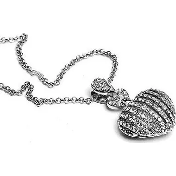 Řetízek Prosperk Řetízek s přívěskem - srdíčko s krystalky Barva: Stříbrná 26025/STR