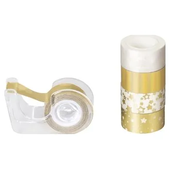 Lepicí páska Páska papírová mini lepicí 5ks - hvězdy zlatá: 1,2cm x 3m