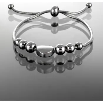 Náramek Prosperk Náramek ocelový se srdíčkem a korálky S3174