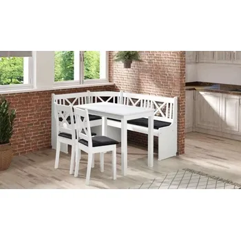 Jídelní rohový komplet X1, bílá (šedá Loca 31)