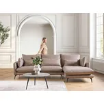 Rohová pohovka Světle hnědá umělý semiš látka Čalounění Kovové nohy Levá 3místná pohovka zadní polštáře Moderní Beliani