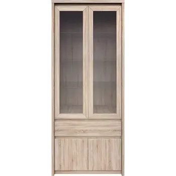 Knihovna Vysoká vitrína Norton 2D2W1S, dub sonoma (BEZ osvětlení)